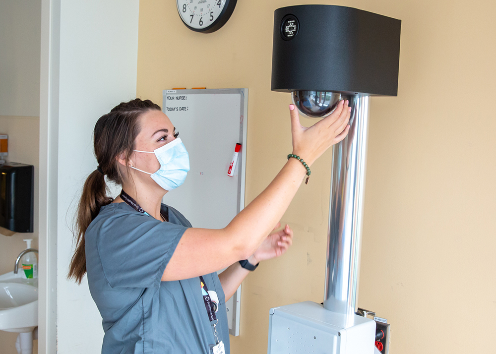 Camera system being set up to communicate with patients remotely