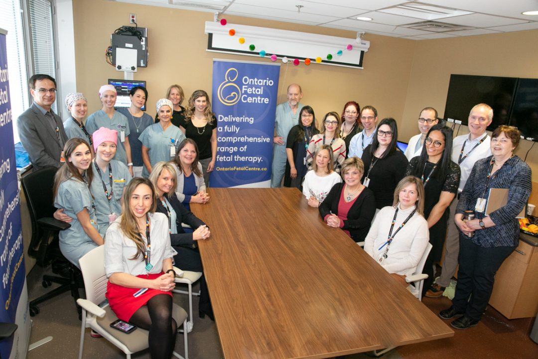 The Ontario Fetal Centre team celebrating with a group breakfast.