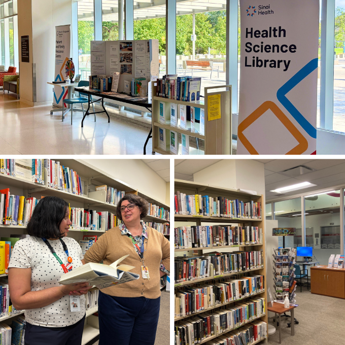 Collage of the Library team's booth for Canadian Library Workers Day.