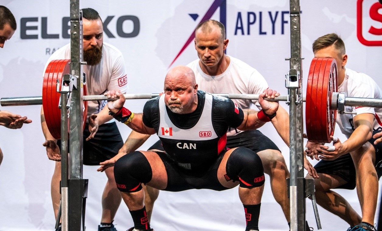 Jeff Becker powerlifting at the World Powerlifting Championship in Calgary, AB in 2018
