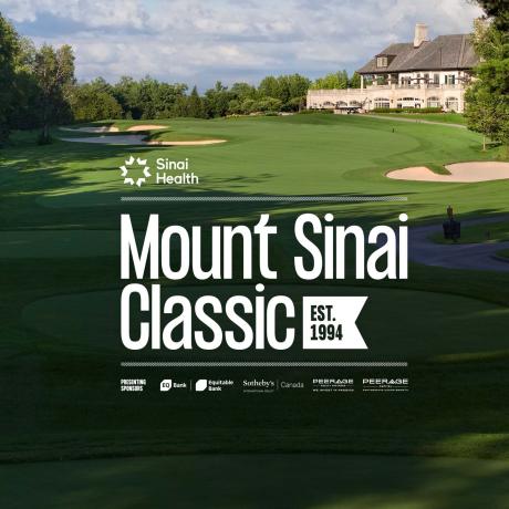 Golf course with Mount Sinai Classic logo