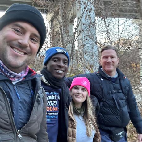 group of friends about to start a hike