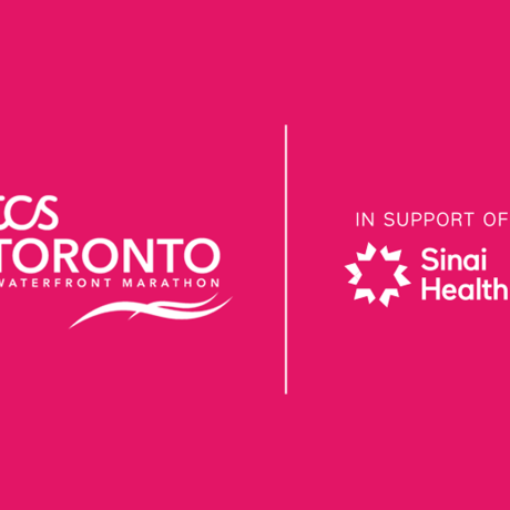 Logo with T C S Waterfront Marathon and in support of sinai health 