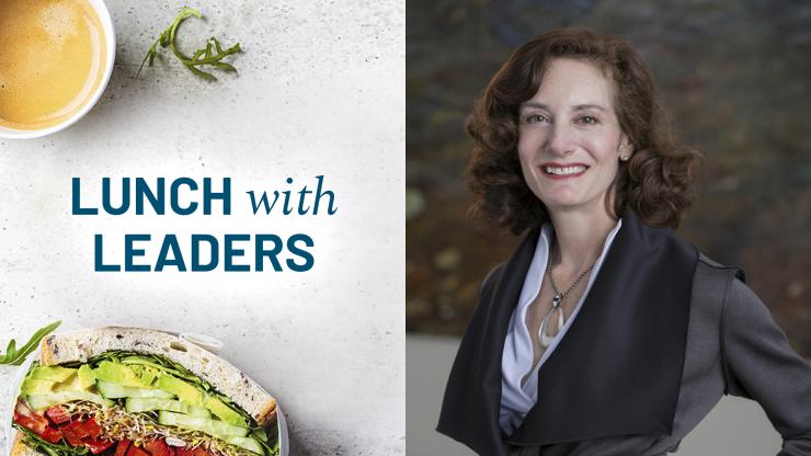 Text that reads lunch with leaders and Lisa Davis