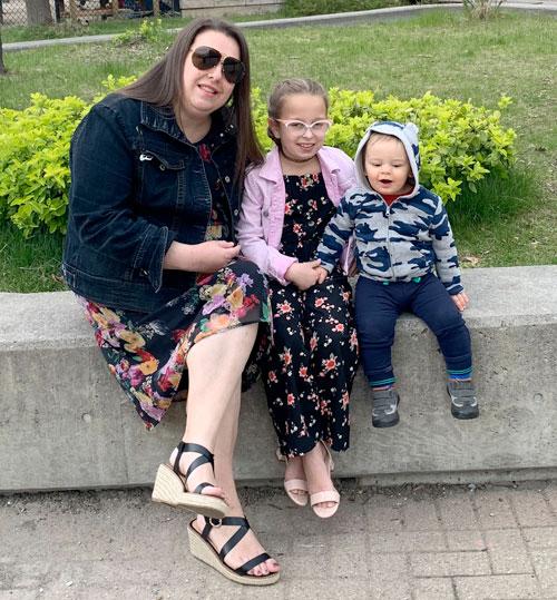 Eugenia Lopes with her son and daughter