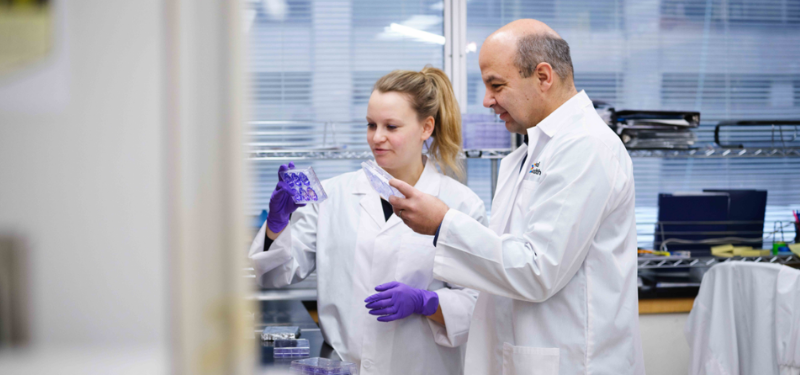 A male and female scientist working