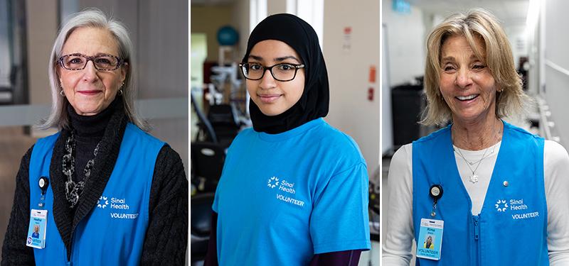 A collage of three female volunteers of different races and ages