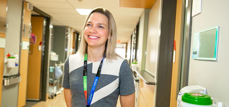 Dr. Jennie Johnstone smiles in the hallway at Mount Sinai Hospital.