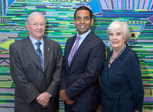 Peter and Shelagh Godsoe with Dr. Samir Sinha (photo taken before COVID-19. Appropriate safety measures and PPE guidelines are now in place.)