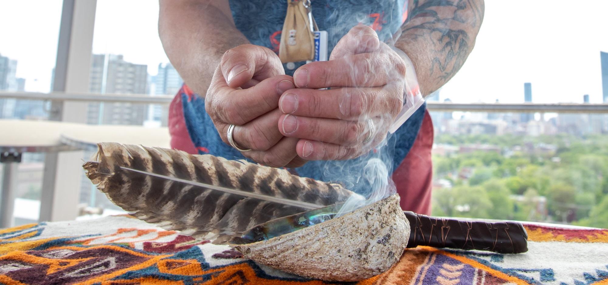 Indigenous smudging ceremony