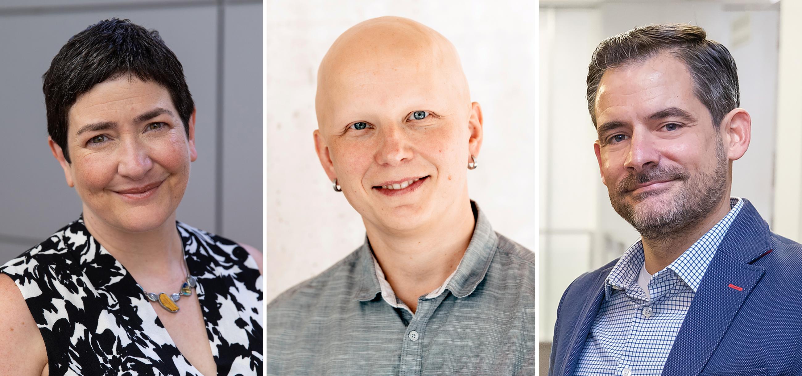 A collage of headshots: From left to right: Drs. Anne-Claude Gingras, Mikko Taipale and Daniel Schramek.