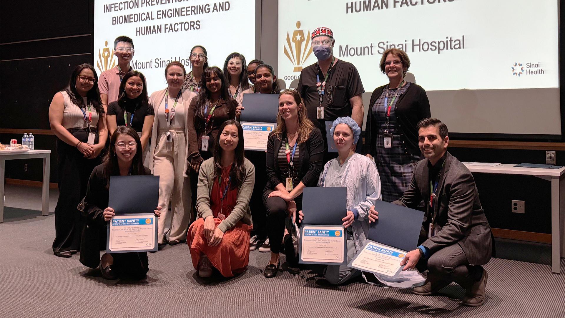 Sinai Health staff posing with their awards.