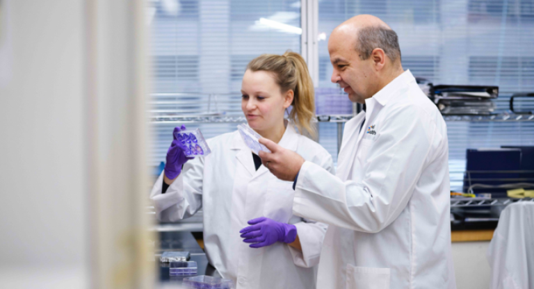 A male and female scientist working