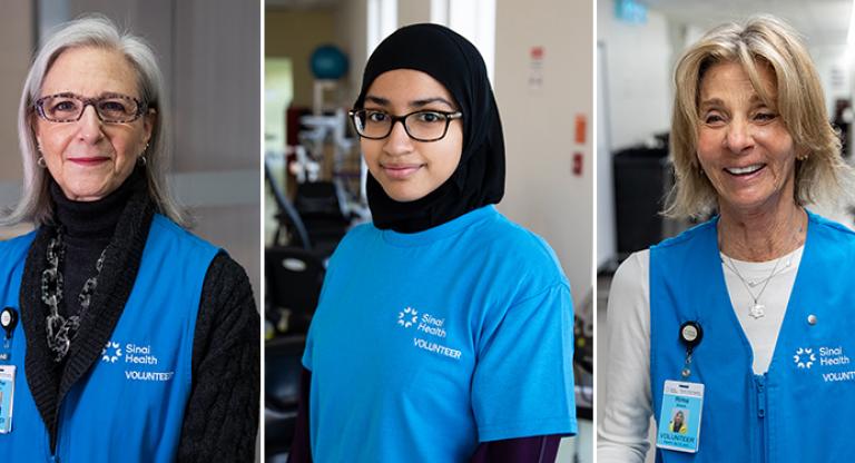 A collage of three female volunteers of different races and ages