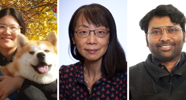 Collage of three researcher headshots, two female and one male