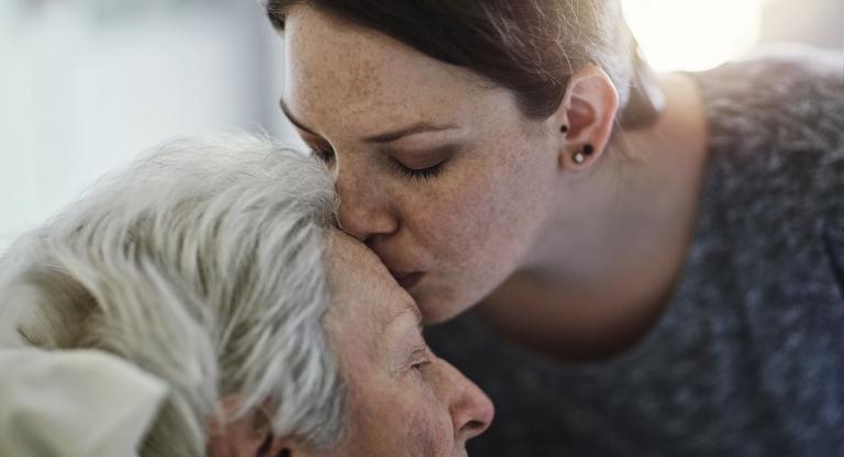 Caregiver with elderly patient