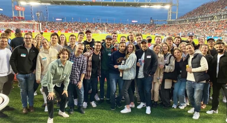 Group shot of young people at a soccer game